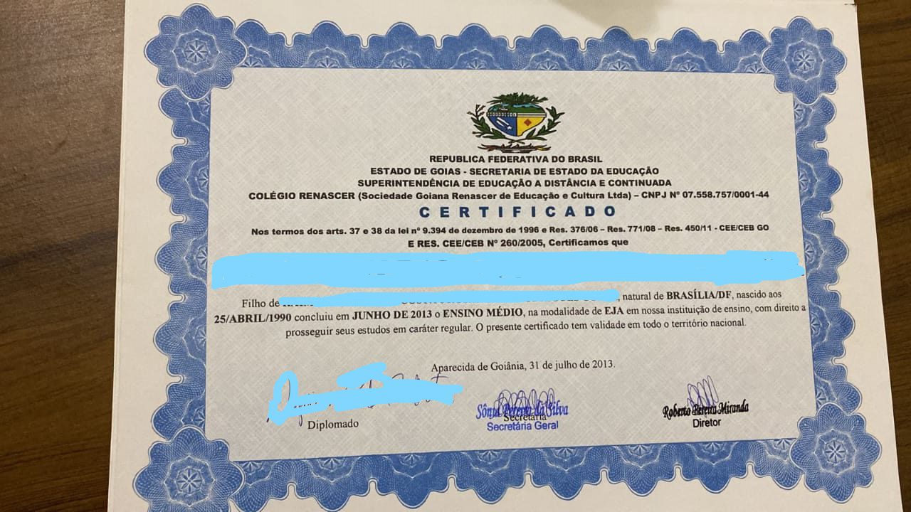 Comprar Certificado de conclusão do Ensino Médio